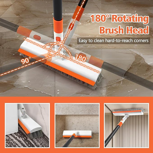 NEWE 2-in-1 Floor Scrub Brush with Long Handle