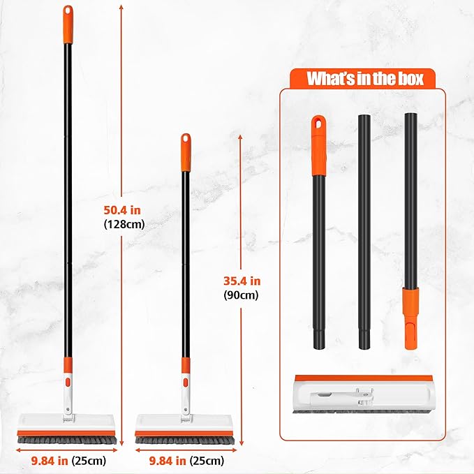 NEWE 2-in-1 Floor Scrub Brush with Long Handle