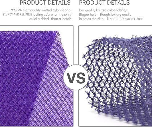 African Bath Sponge Set – 3 Pack Exfoliating African Net Long Bath Scrubber (Pink, Yellow, Purple)