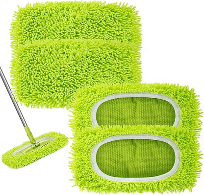 Reusable Microfiber Dry Sweeping Cloths – 4 Pack Mop Pads Compatible with Swiffer Sweeper