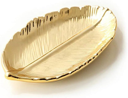 Golden Leaf Ceramic Jewelry Dish