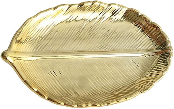 Golden Leaf Ceramic Jewelry Dish