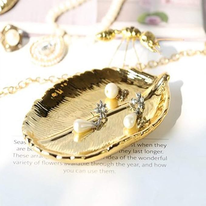 Golden Leaf Ceramic Jewelry Dish