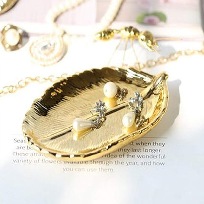 Golden Leaf Ceramic Jewelry Dish