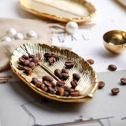 Golden Leaf Ceramic Jewelry Dish