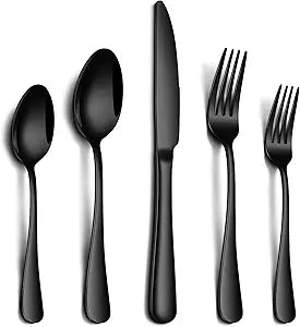 20 Piece Black Silverware Set