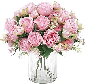 2-Pack Artificial Peonies – Light Pink Silk Peony Bouquets for Wedding, Centerpiece & Home Decor